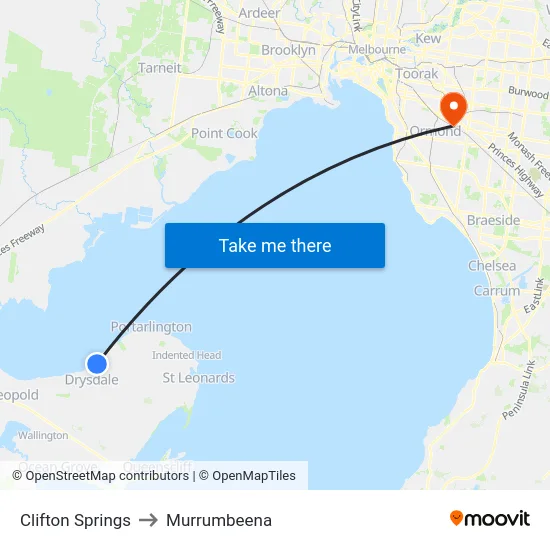 Clifton Springs to Murrumbeena map