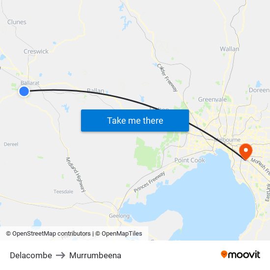 Delacombe to Murrumbeena map