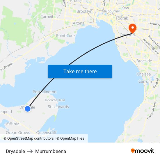 Drysdale to Murrumbeena map