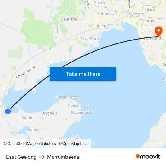 East Geelong to Murrumbeena map