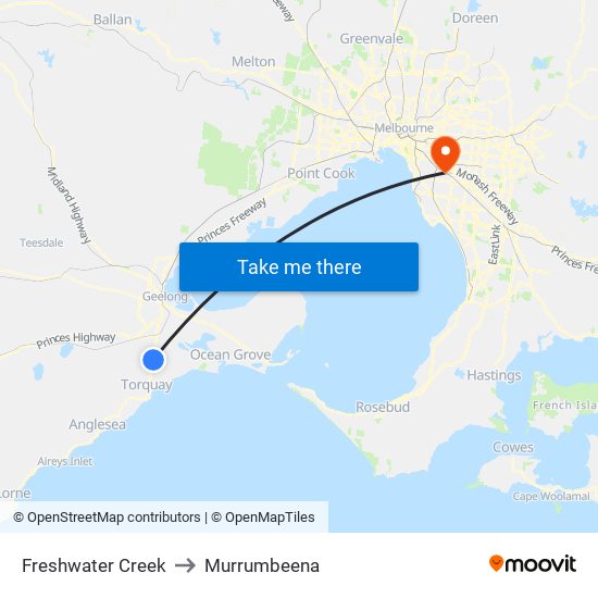 Freshwater Creek to Murrumbeena map