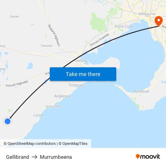 Gellibrand to Murrumbeena map