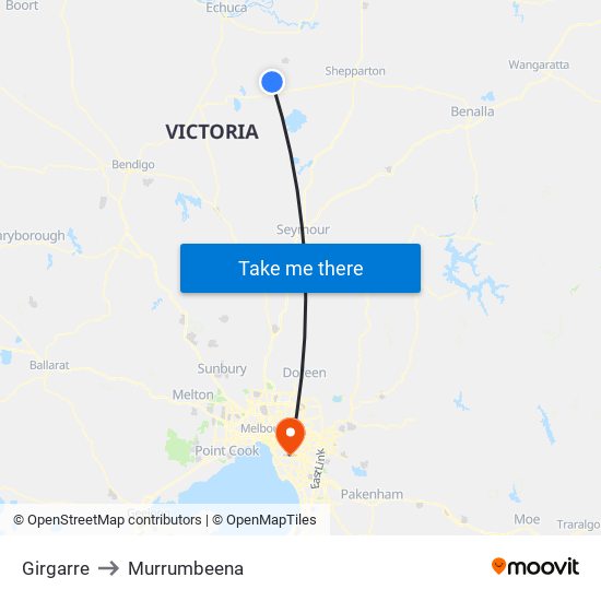 Girgarre to Murrumbeena map