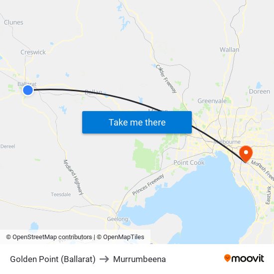 Golden Point (Ballarat) to Murrumbeena map