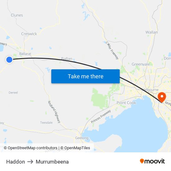 Haddon to Murrumbeena map