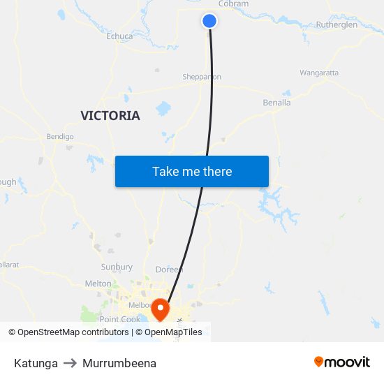 Katunga to Murrumbeena map