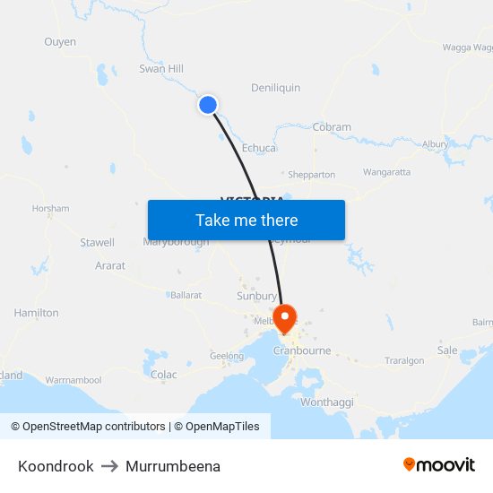 Koondrook to Murrumbeena map
