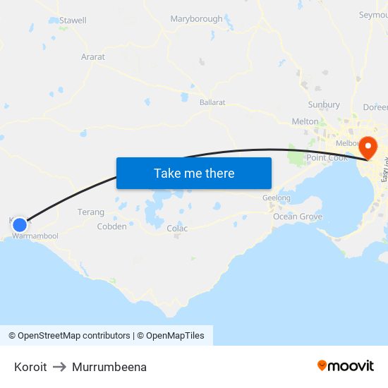 Koroit to Murrumbeena map