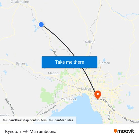 Kyneton to Murrumbeena map