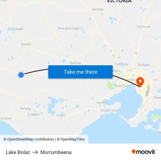 Lake Bolac to Murrumbeena map