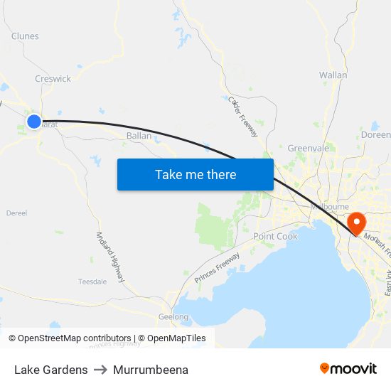 Lake Gardens to Murrumbeena map