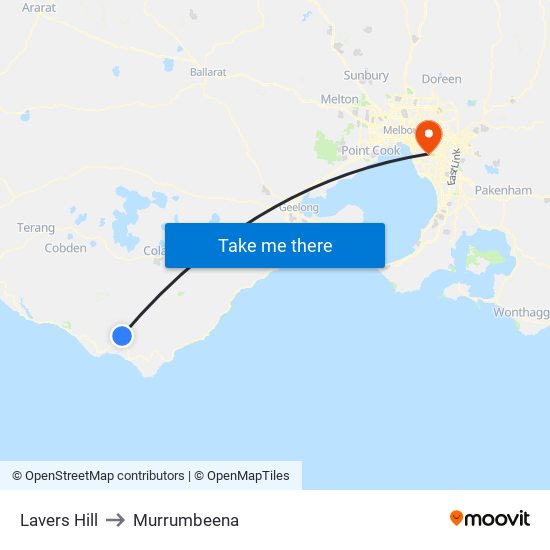 Lavers Hill to Murrumbeena map