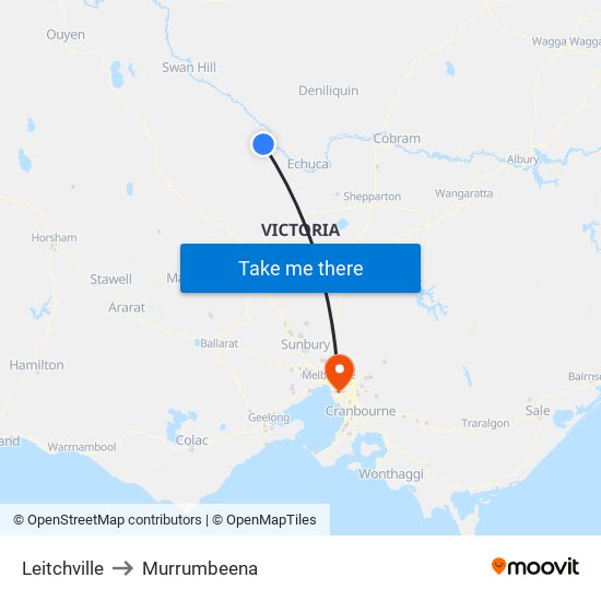 Leitchville to Murrumbeena map