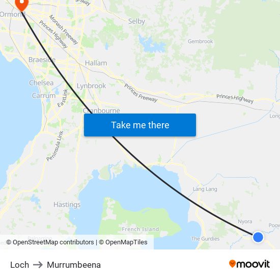 Loch to Murrumbeena map