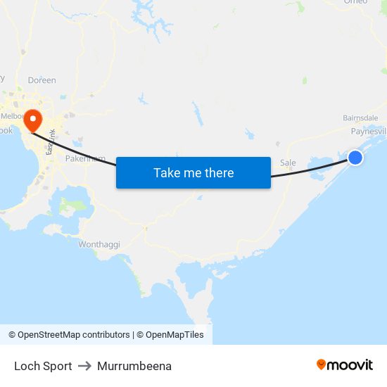 Loch Sport to Murrumbeena map