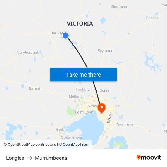 Longlea to Murrumbeena map