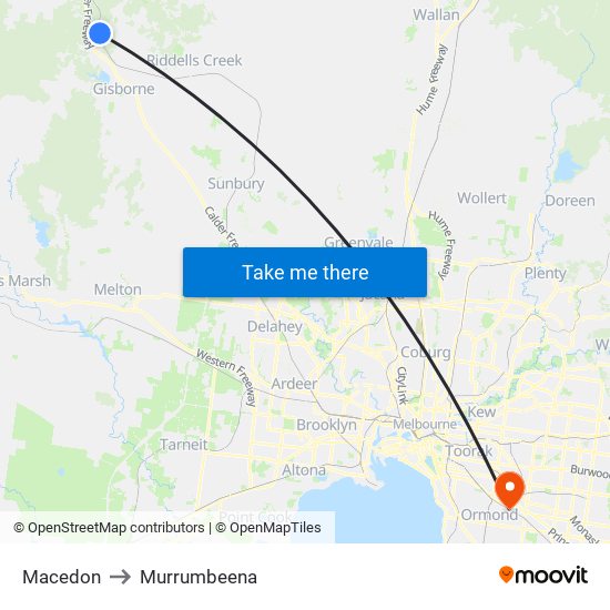 Macedon to Murrumbeena map