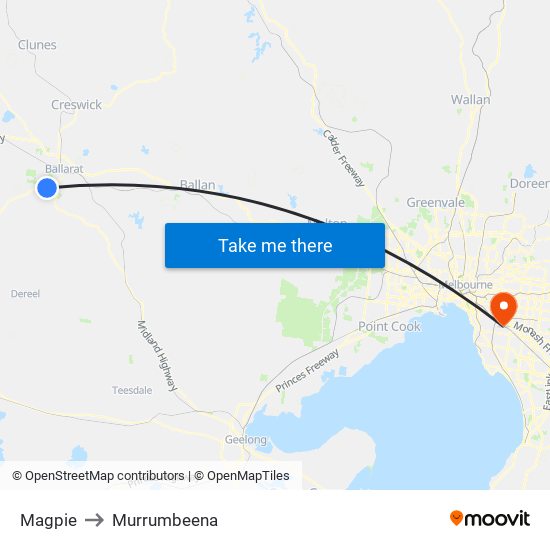 Magpie to Murrumbeena map