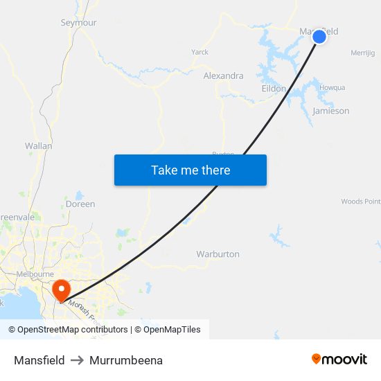 Mansfield to Murrumbeena map