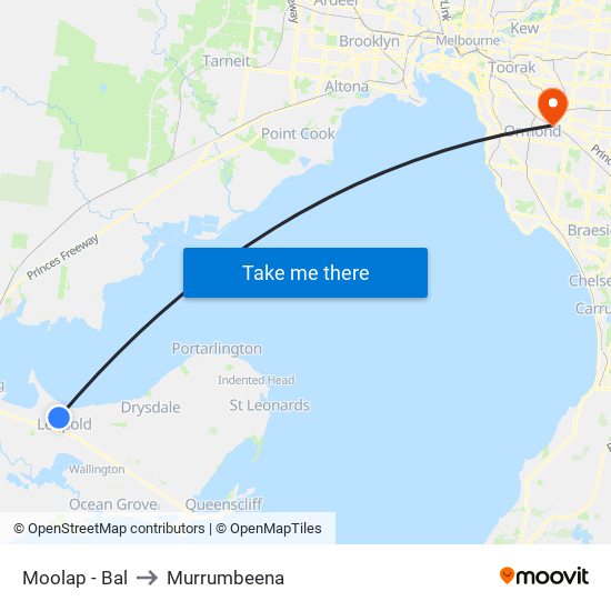 Moolap - Bal to Murrumbeena map