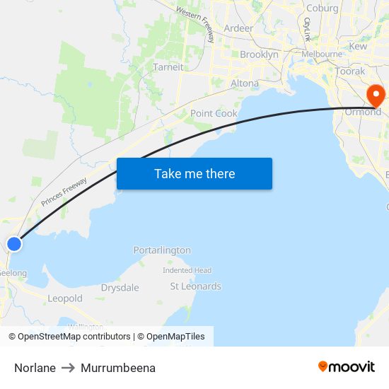 Norlane to Murrumbeena map