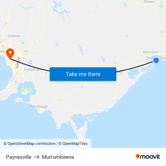 Paynesville to Murrumbeena map