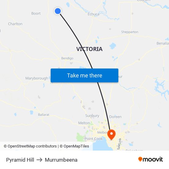 Pyramid Hill to Murrumbeena map