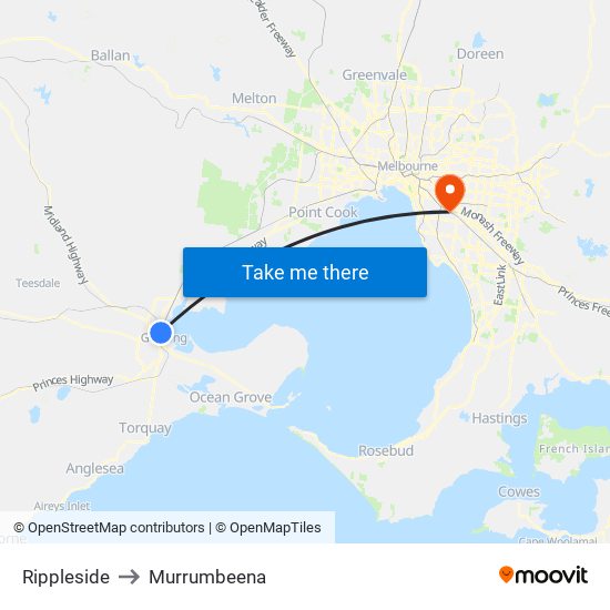 Rippleside to Murrumbeena map