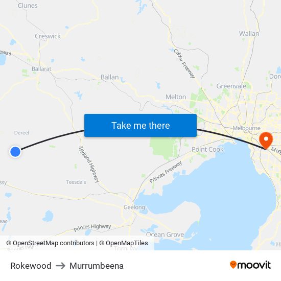 Rokewood to Murrumbeena map