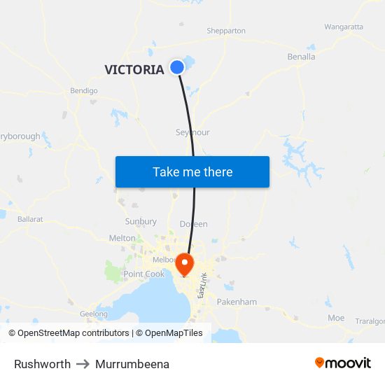 Rushworth to Murrumbeena map