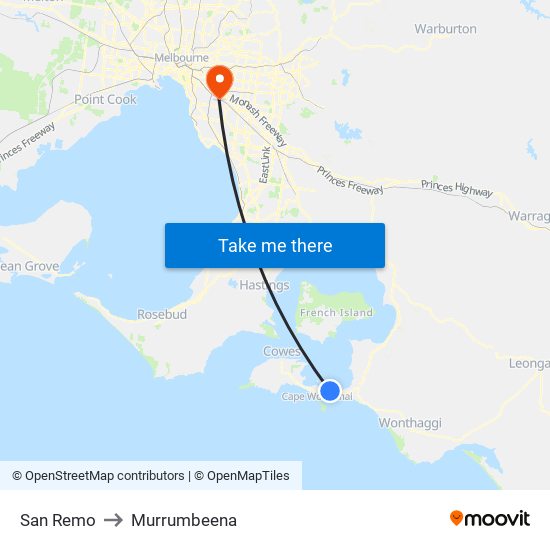 San Remo to Murrumbeena map