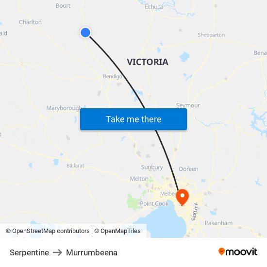 Serpentine to Murrumbeena map