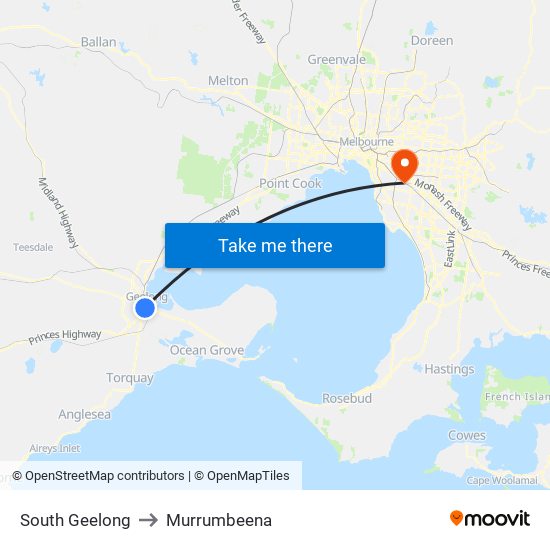 South Geelong to Murrumbeena map