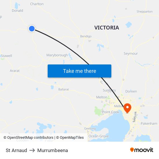 St Arnaud to Murrumbeena map