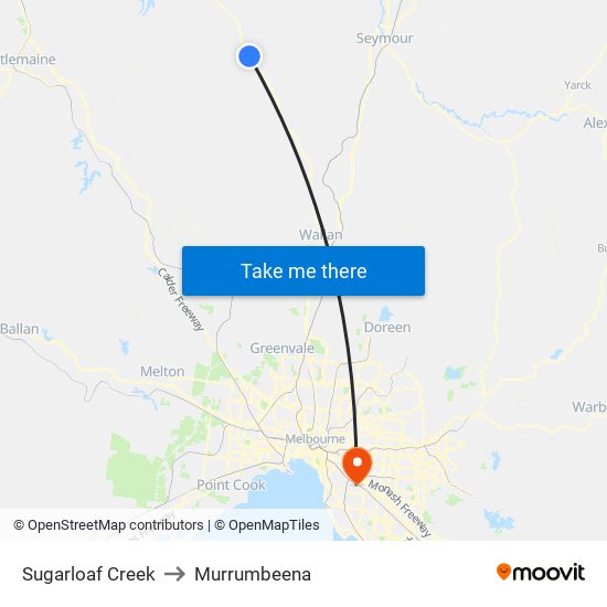 Sugarloaf Creek to Murrumbeena map