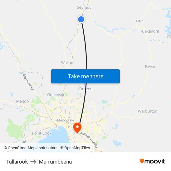 Tallarook to Murrumbeena map