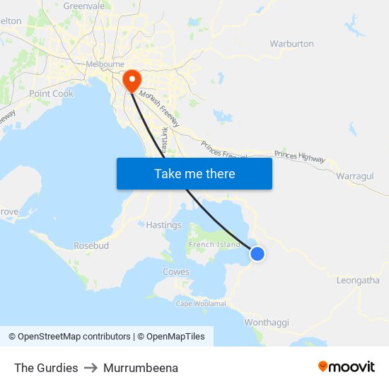 The Gurdies to Murrumbeena map