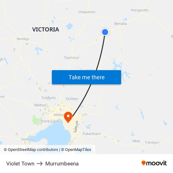 Violet Town to Murrumbeena map