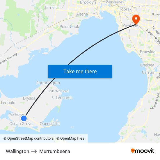 Wallington to Murrumbeena map
