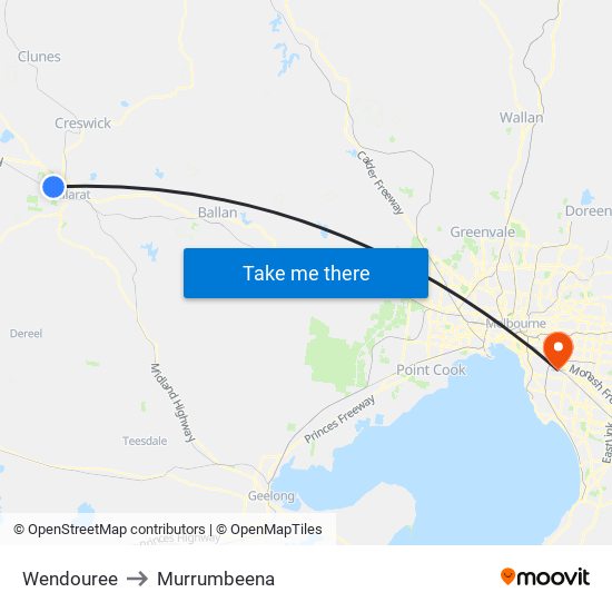 Wendouree to Murrumbeena map