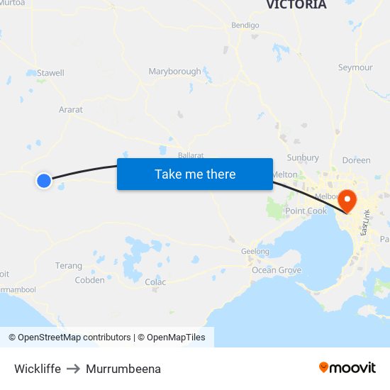 Wickliffe to Murrumbeena map