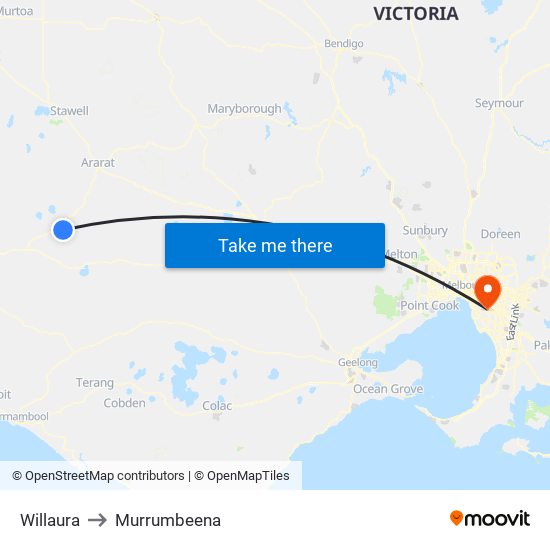 Willaura to Murrumbeena map