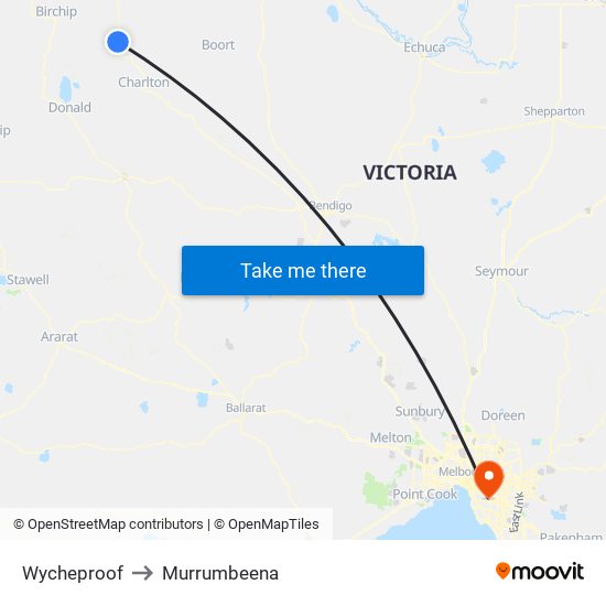 Wycheproof to Murrumbeena map