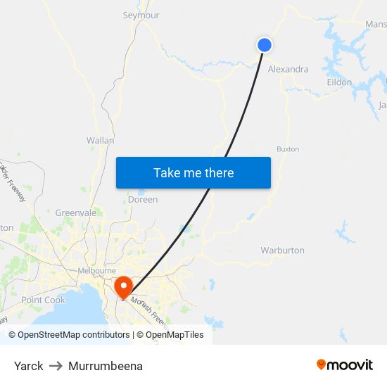 Yarck to Murrumbeena map