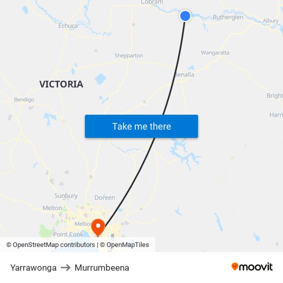 Yarrawonga to Murrumbeena map