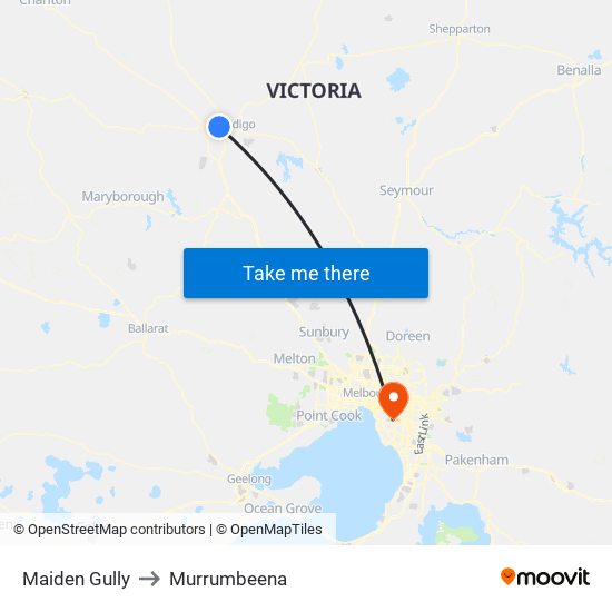 Maiden Gully to Murrumbeena map