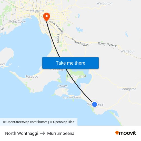 North Wonthaggi to Murrumbeena map