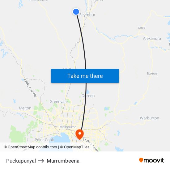 Puckapunyal to Murrumbeena map