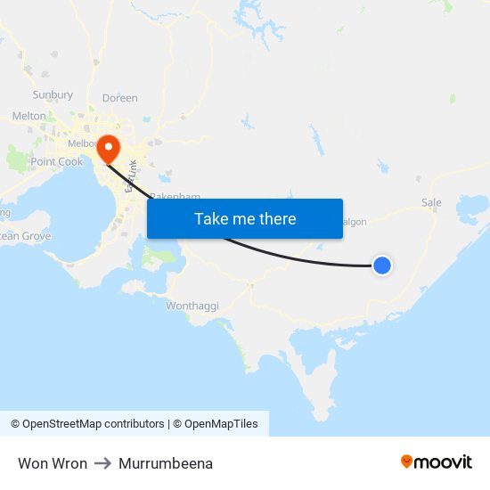 Won Wron to Murrumbeena map