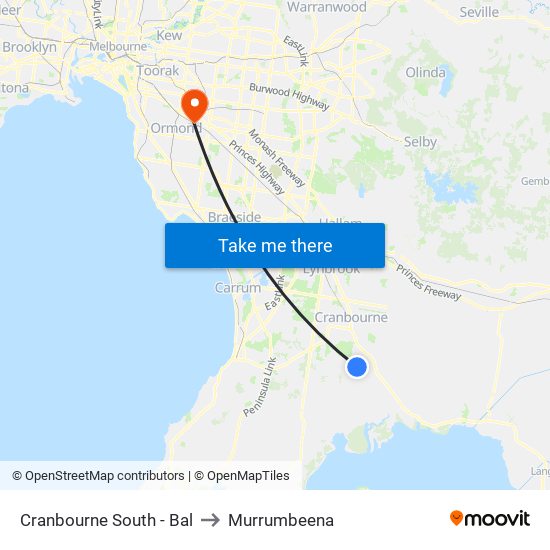 Cranbourne South - Bal to Murrumbeena map